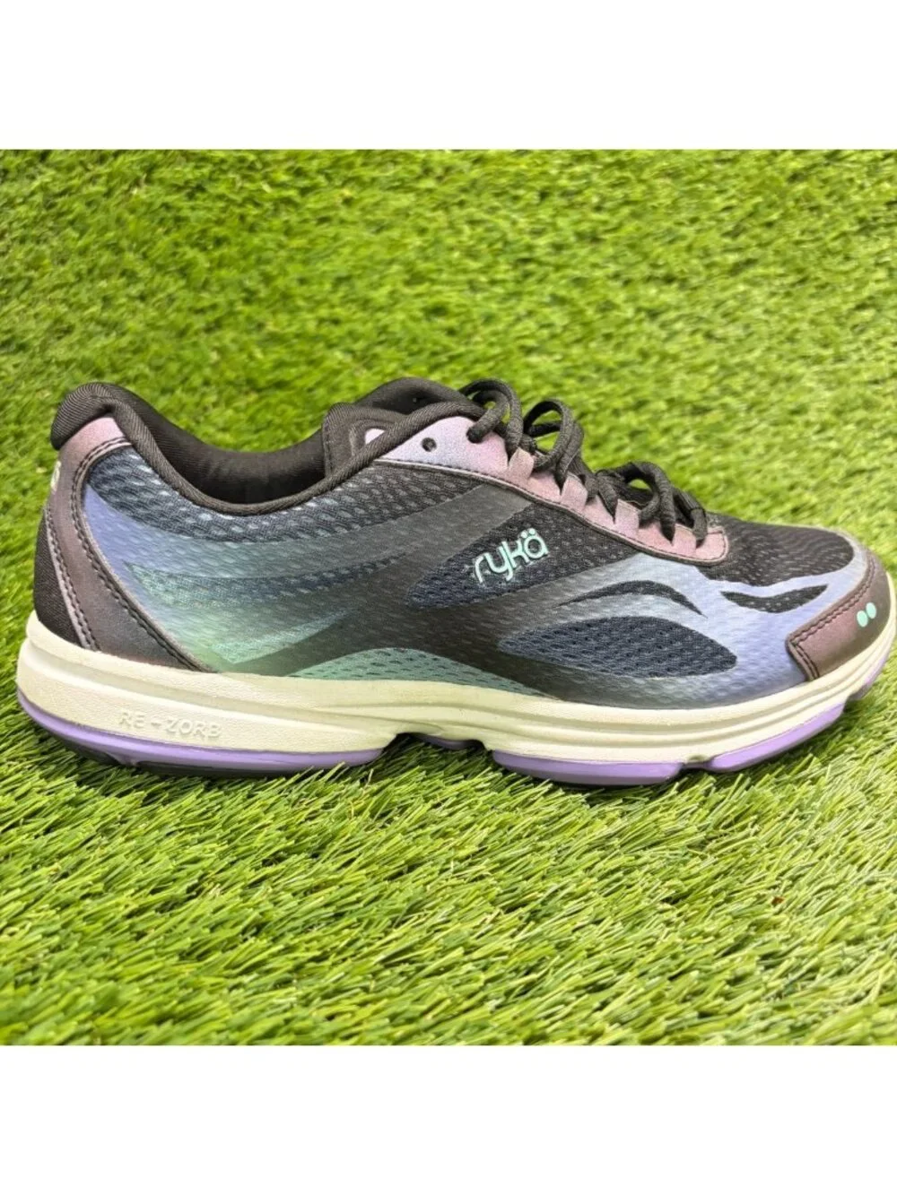 Ryka Devotion Plus 2 Womens Size 9 Black Blue Athletic Running Shoes Sneakers